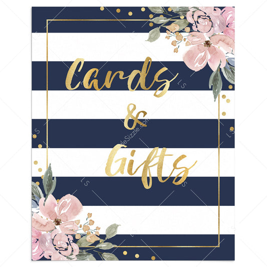 Stripes and floral cards and gifts sign printable by LittleSizzle