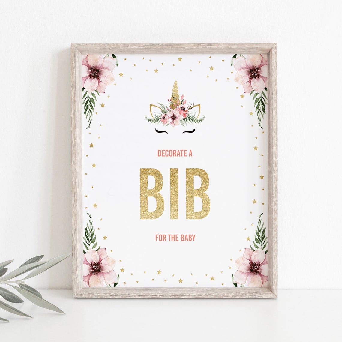 Floral unicorn baby party decorations instant download by LittleSizzle