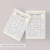 Gold Glitter Shower Printable Bingo Cards