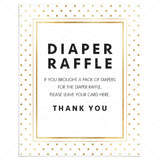 Printable sign for baby shower diaper raffle tickets gold by LittleSizzle