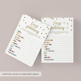 Emoji Pictionary Baby Shower Game Gold Confetti Printable & Fillable PDF Template