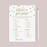 Printale purse game for gold theme baby shower by LittleSizzle