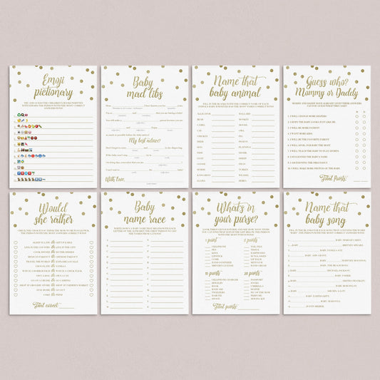 Printable package of 8 baby shower games gender neutral by LittleSizzle
