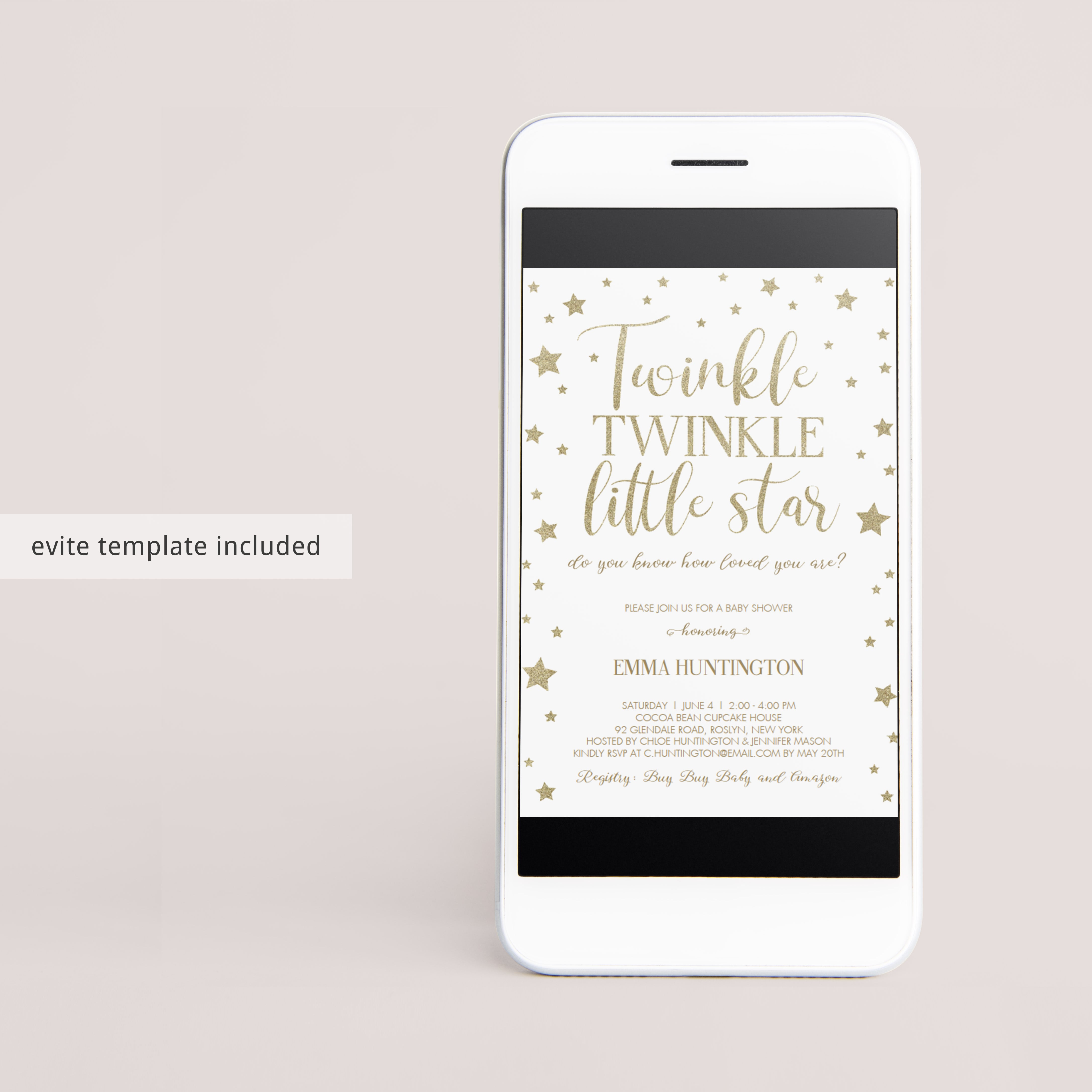 Twinkle twinkle little star theme baby shower evites by LittleSizzle