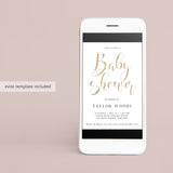 Close-up of gold invitation for baby shower by LittleSizzle