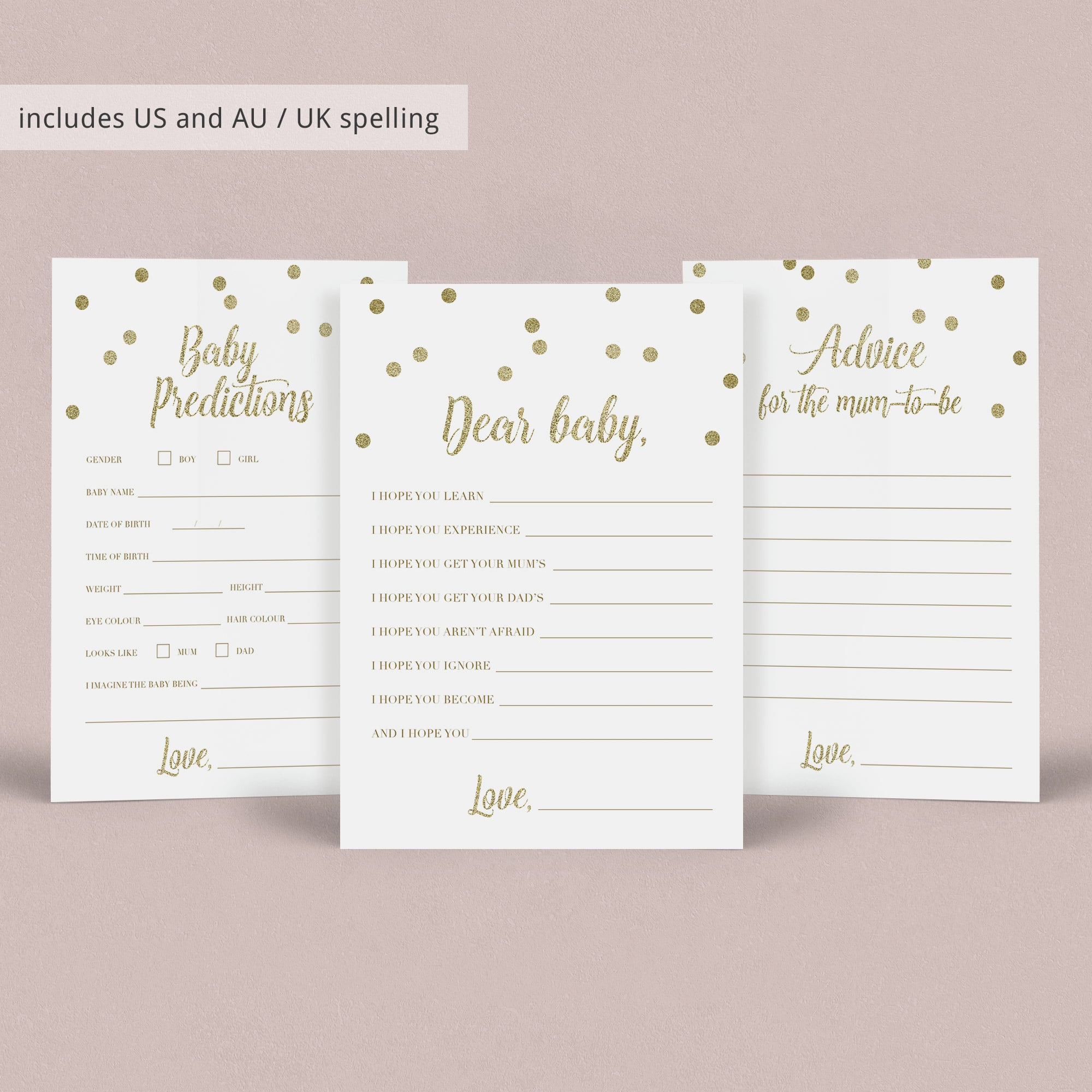 Printable Baby Shower Games with australian spelling by LittleSizzle