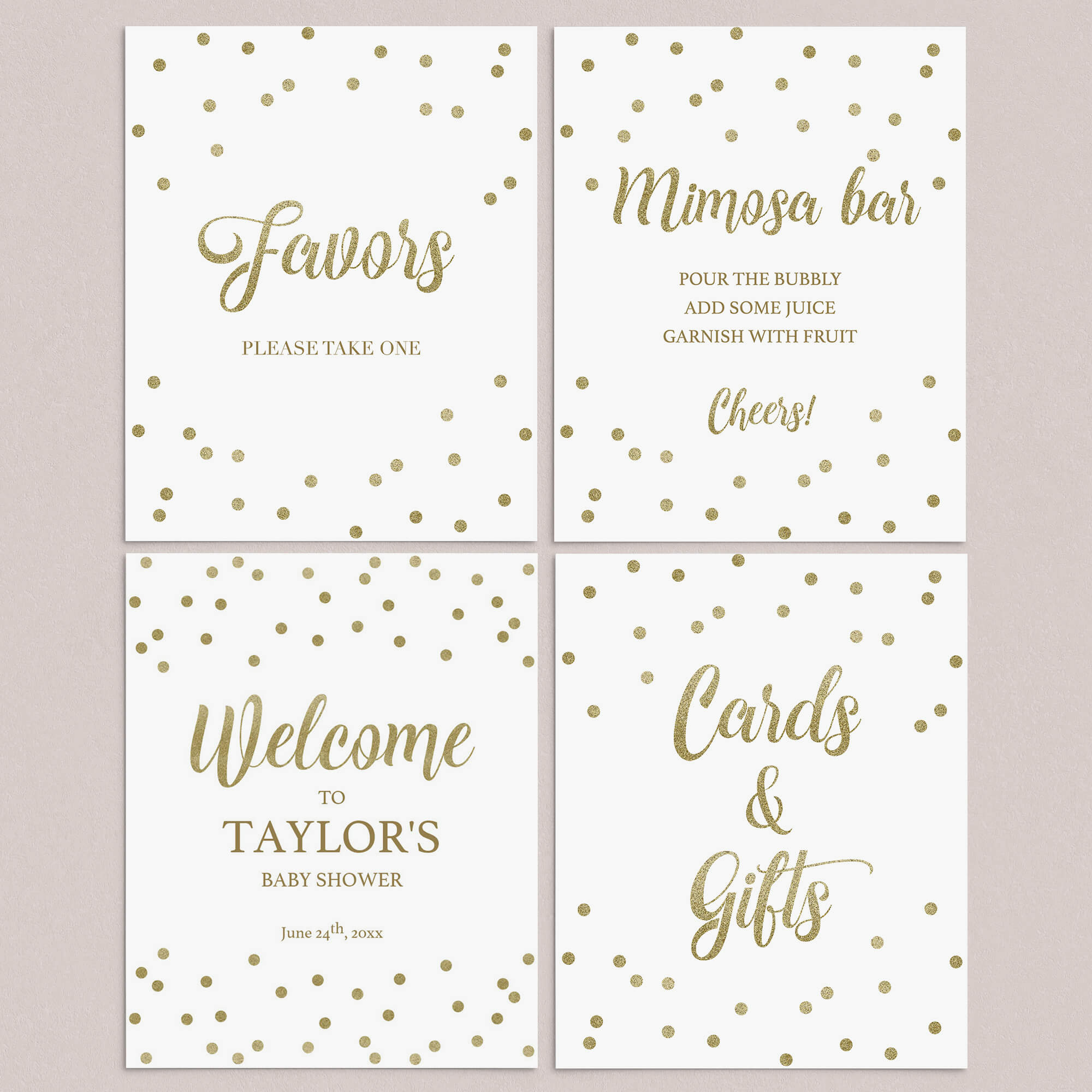 Neutral Baby Shower Decor Pack Gold Confetti by LittleSizzle
