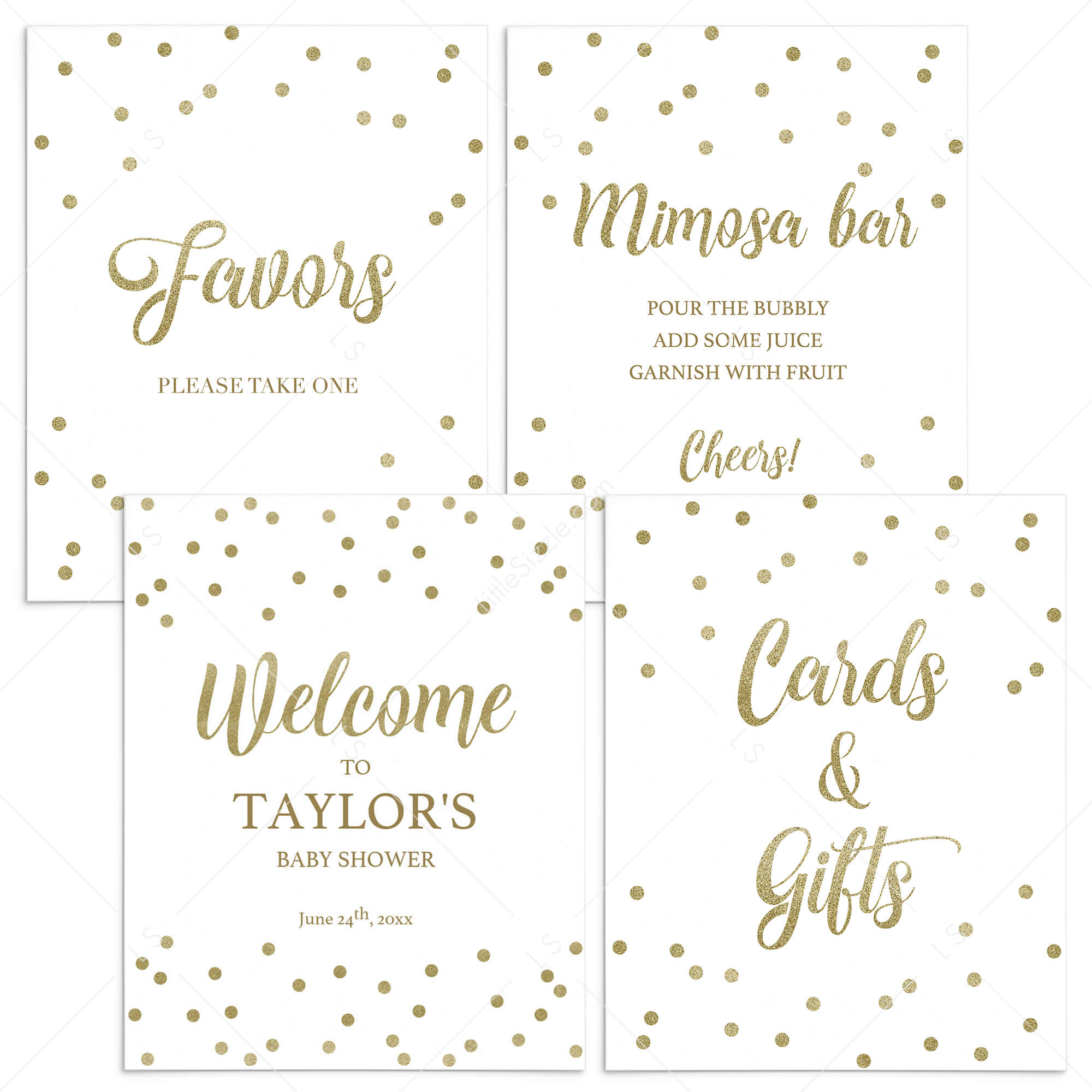 Neutral Baby Shower Decor Pack Gold Confetti by LittleSizzle