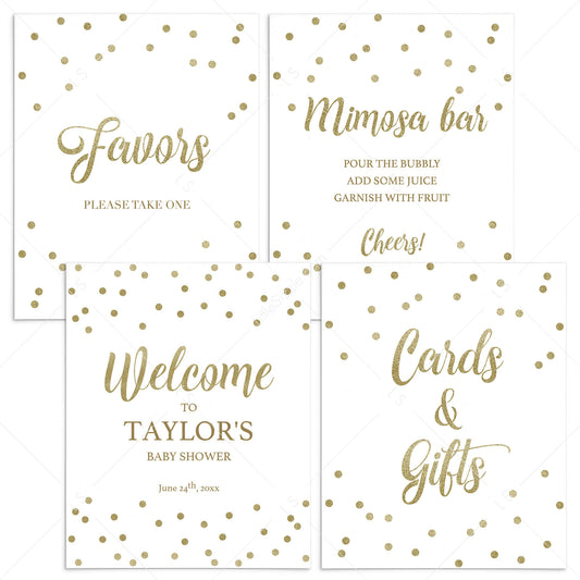 Neutral Baby Shower Decor Pack Gold Confetti by LittleSizzle