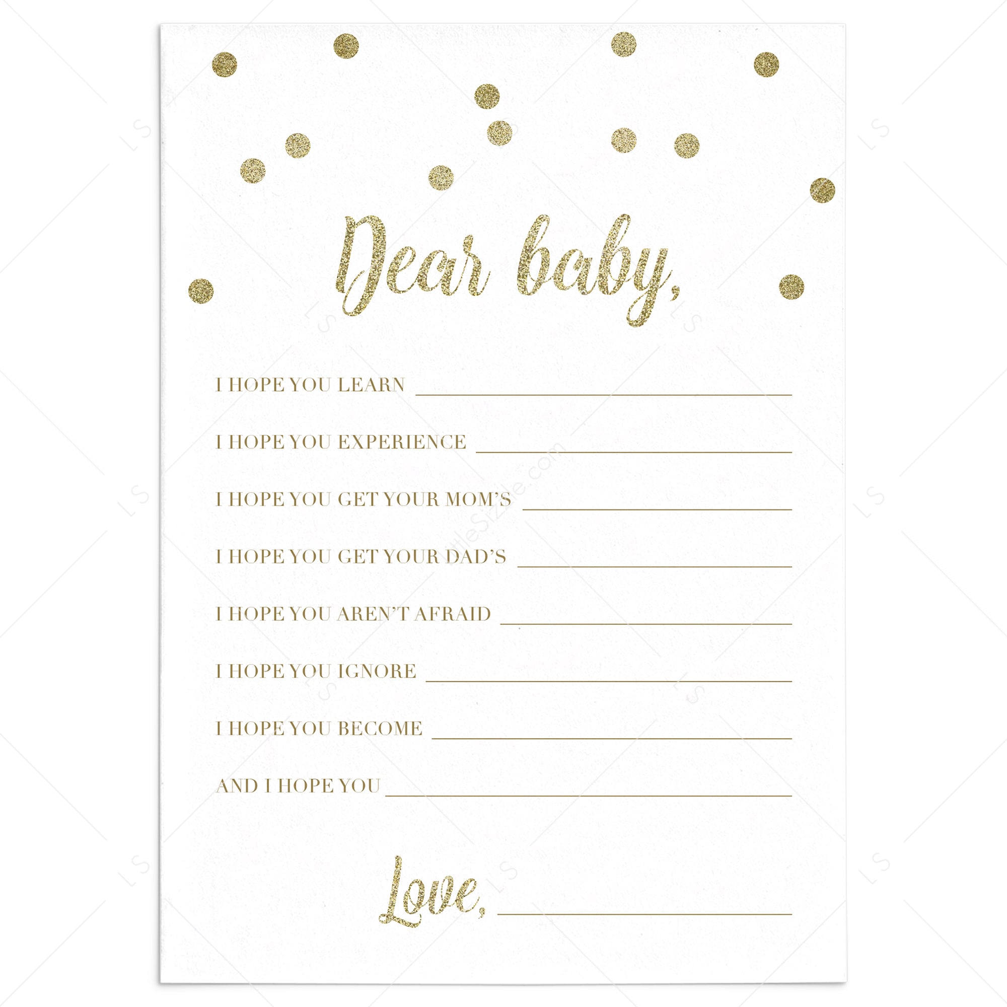 Gold Confetti Baby Wishes card by LittleSizzle