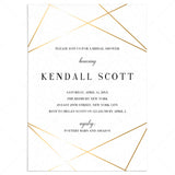 Geometric Bridal Shower Invitation Template Gold by LittleSizzle