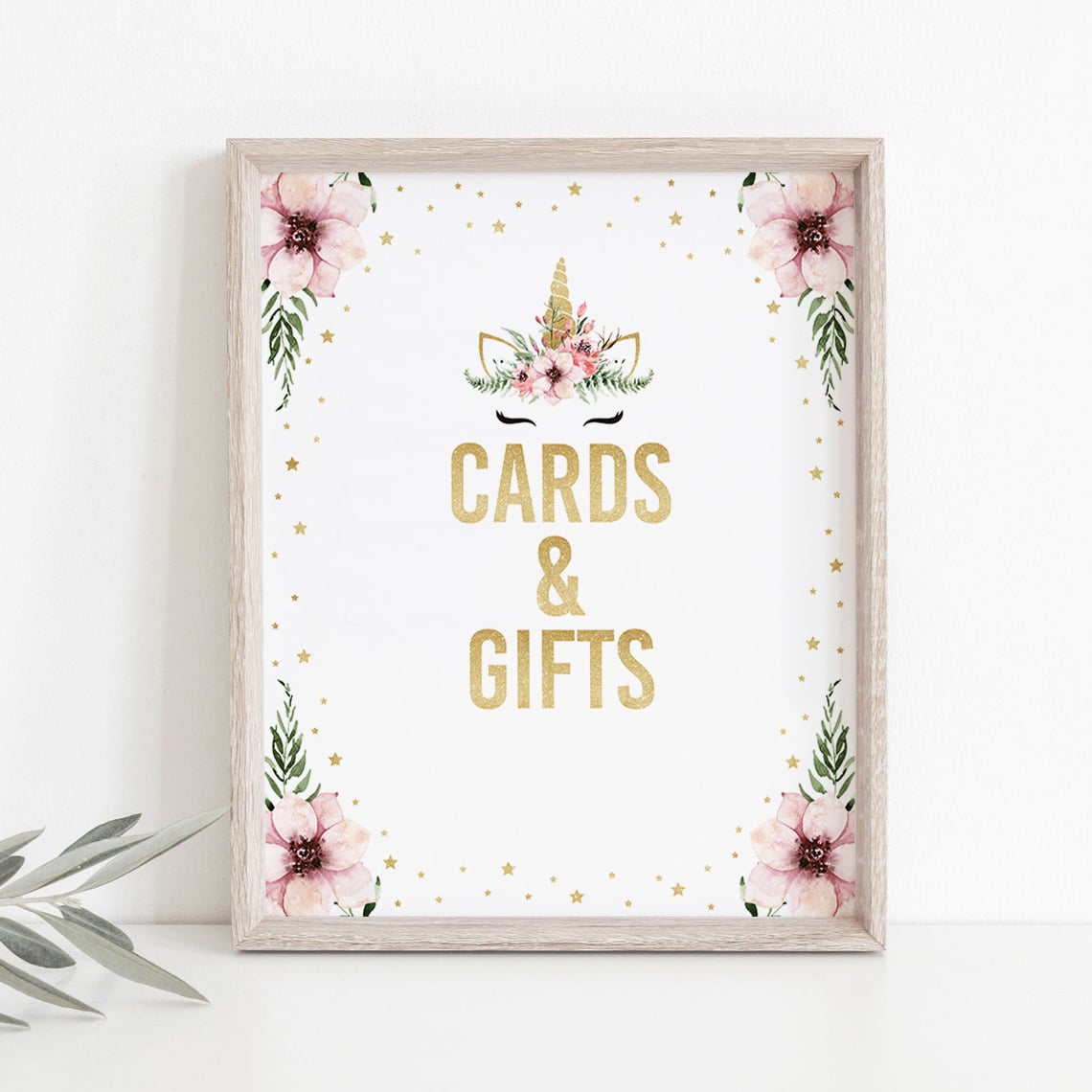 Unicorn party decorations cards and gifts table top signage by LittleSizzle