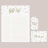 Gold Confetti Gift List, Cards and Labels printable by LittleSizzle