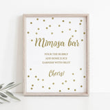 Gold Confetti Mimosa Bar Sign Printable
