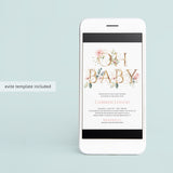 Gold Floral Baby Shower Invitation Set Templates Modern Theme