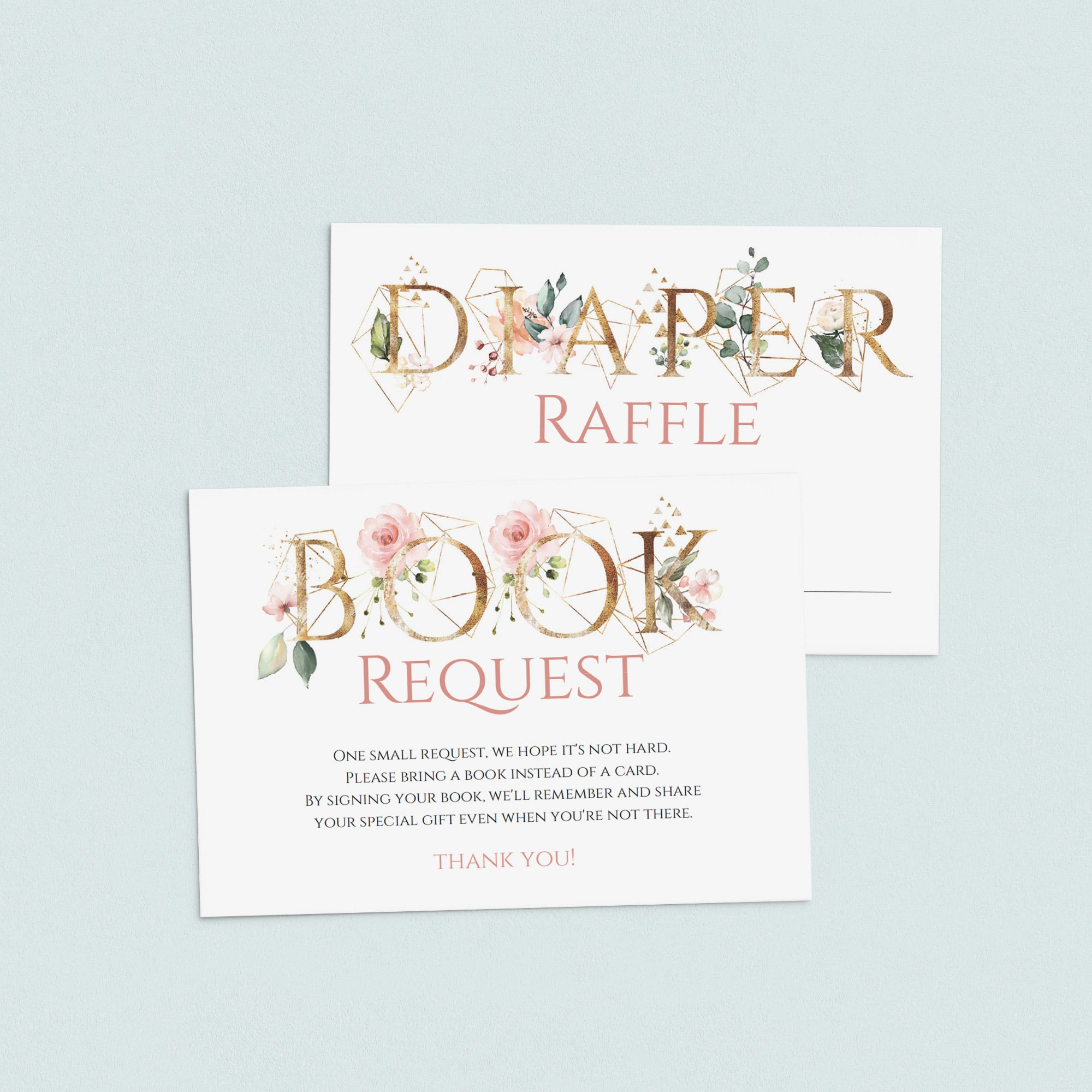 Pink green and gold baby shower invitation inserts printables by LittleSizzle