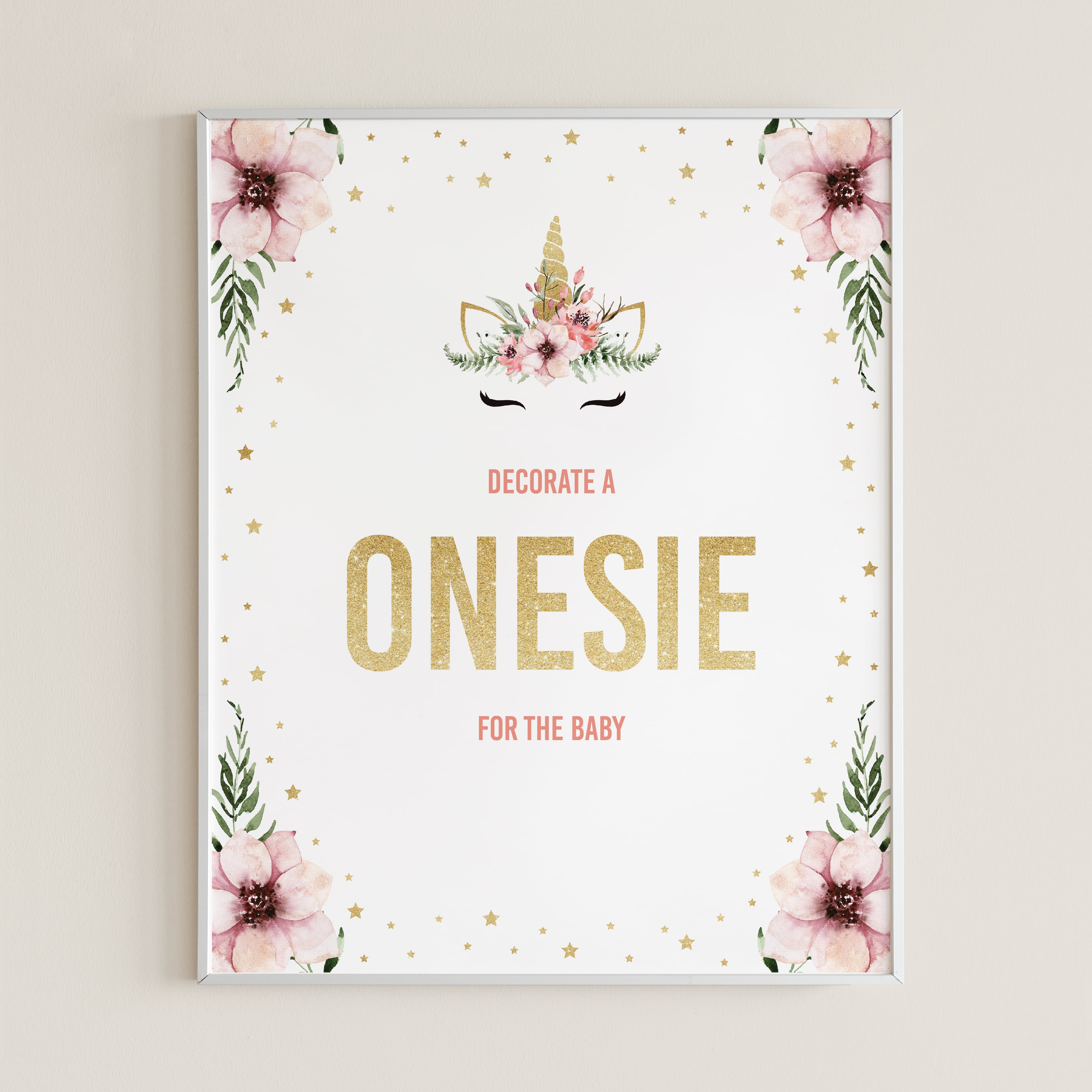 Decorate a onesie for the baby sign unicorn theme baby shower by LittleSizzle