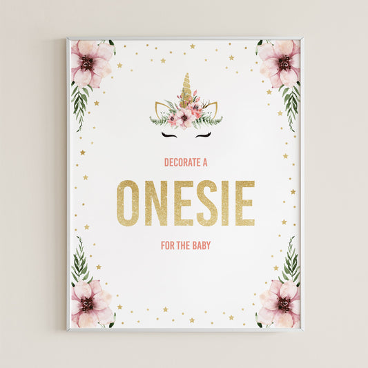 Decorate a onesie for the baby sign unicorn theme baby shower by LittleSizzle