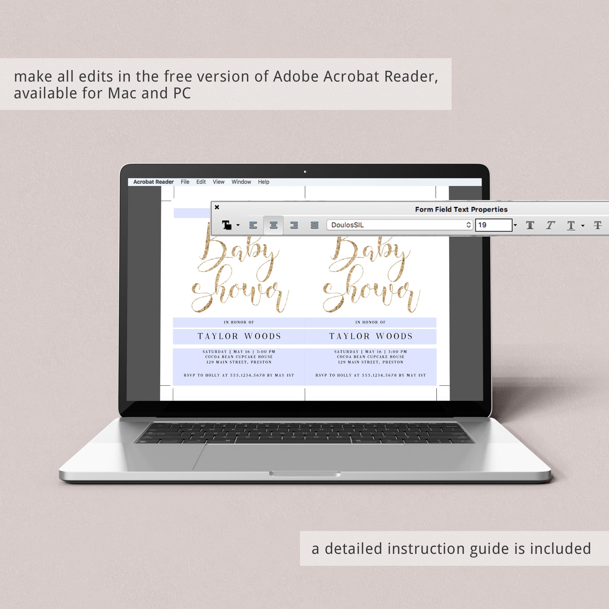 Gold baby shower evite template by LittleSizzle
