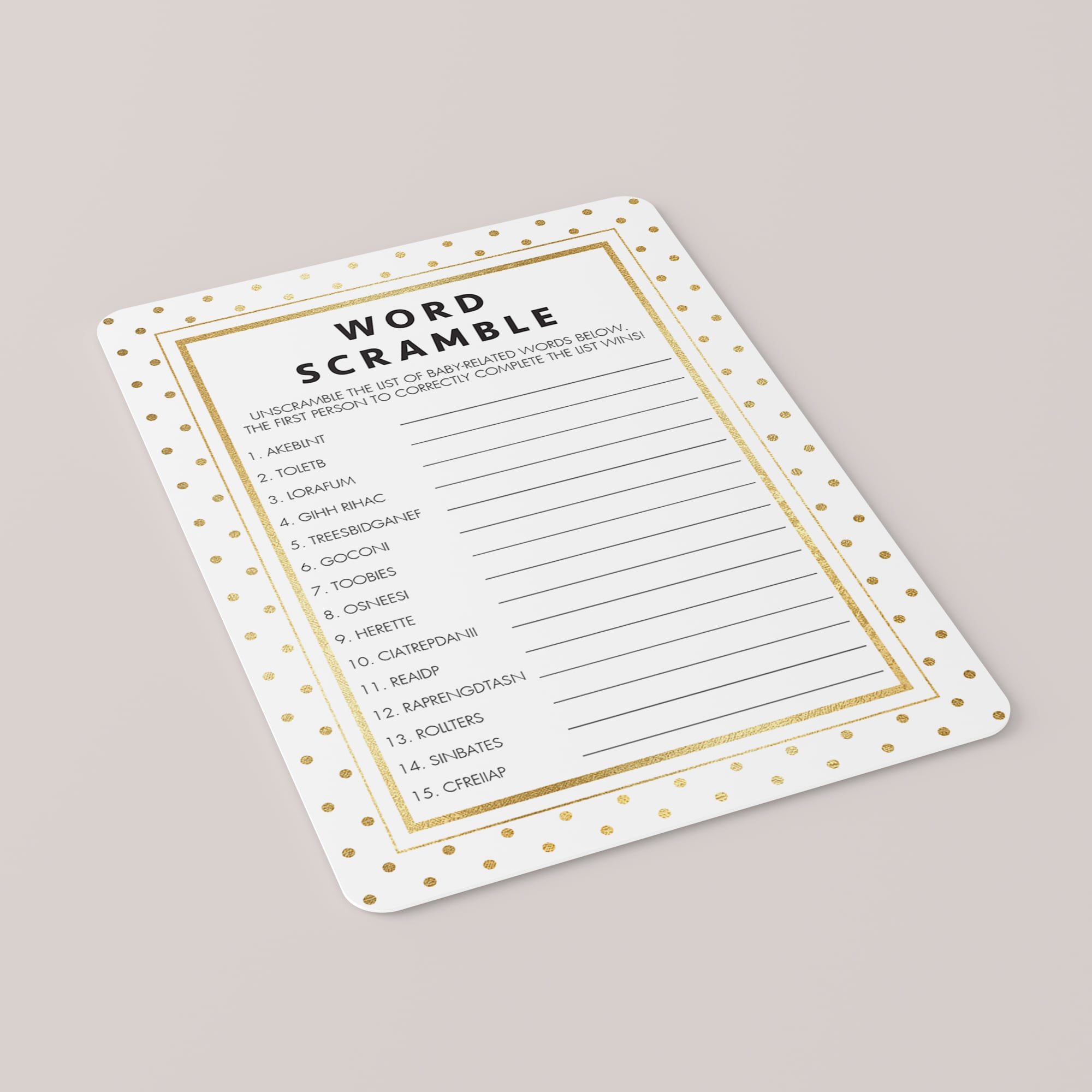 Baby word scramble shower game instant download by LittleSizzle