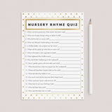 Gold Polka Dots Nursery Rhyme Shower Game Printable