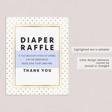 Editable sign for diaper raffle cards gold glitter by LittleSizzle