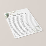 Modern Baby Shower Game Printable Nursery Rhyme Quiz