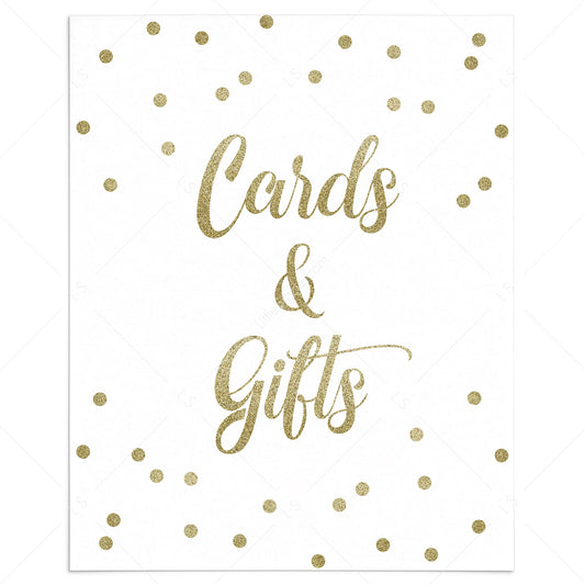 Printable gold party decor cards and gifts sign by LittleSizzle