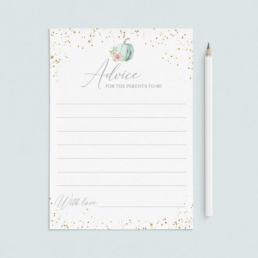 Advice Cards for New Parents Pumpkin Baby Shower by LittleSizzle