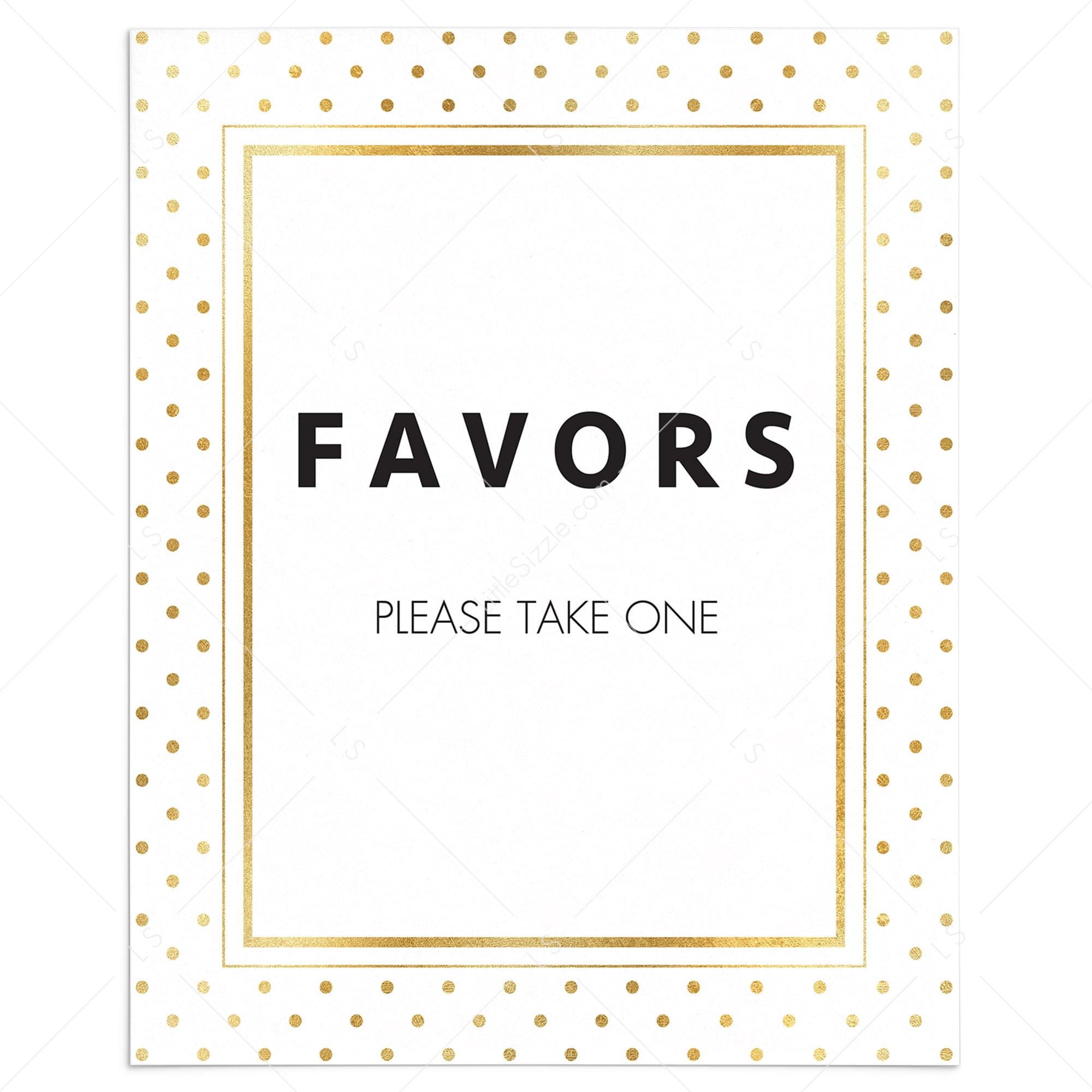 Printable favors sign white and gold polka dot by LittleSizzle