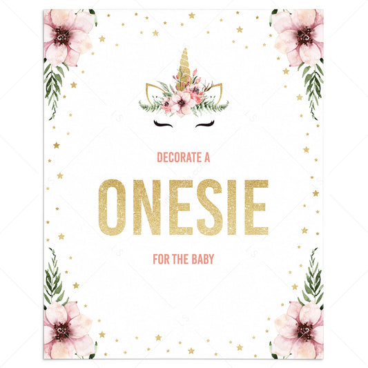 Decorate a onesie for the baby sign unicorn theme baby shower by LittleSizzle