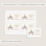 Unicorn Baby Shower Invitation Bundle for Girl Pink and Gold