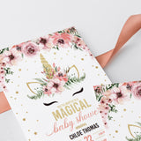Floral unicorn baby shower invites by LittleSizzle
