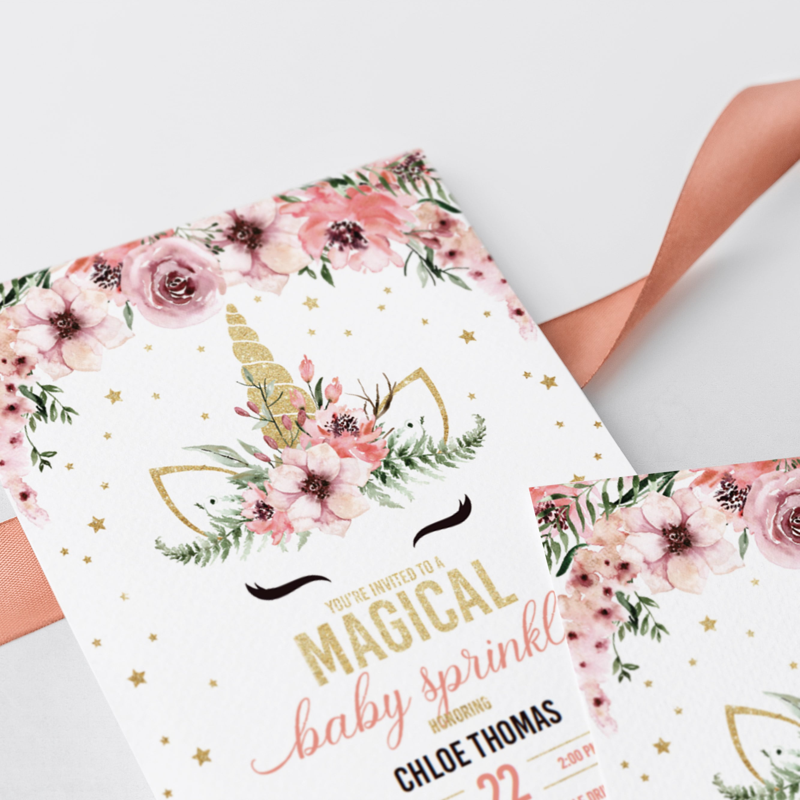 Floral and gold baby sprinkle invitation instant download by LittleSizzle