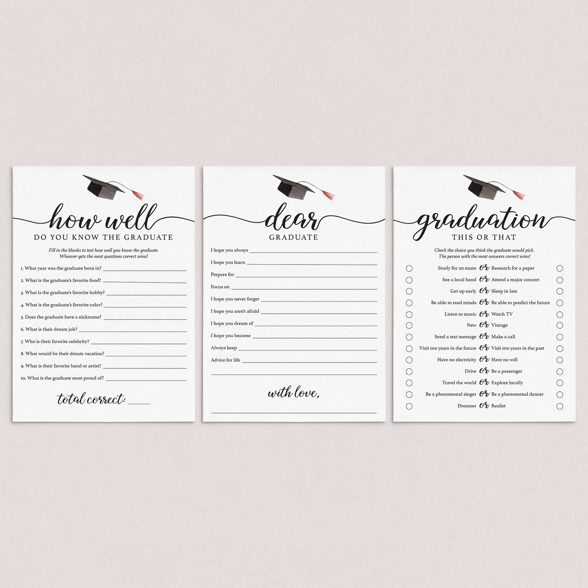 Graduation Games for Her Printable by LittleSizzle