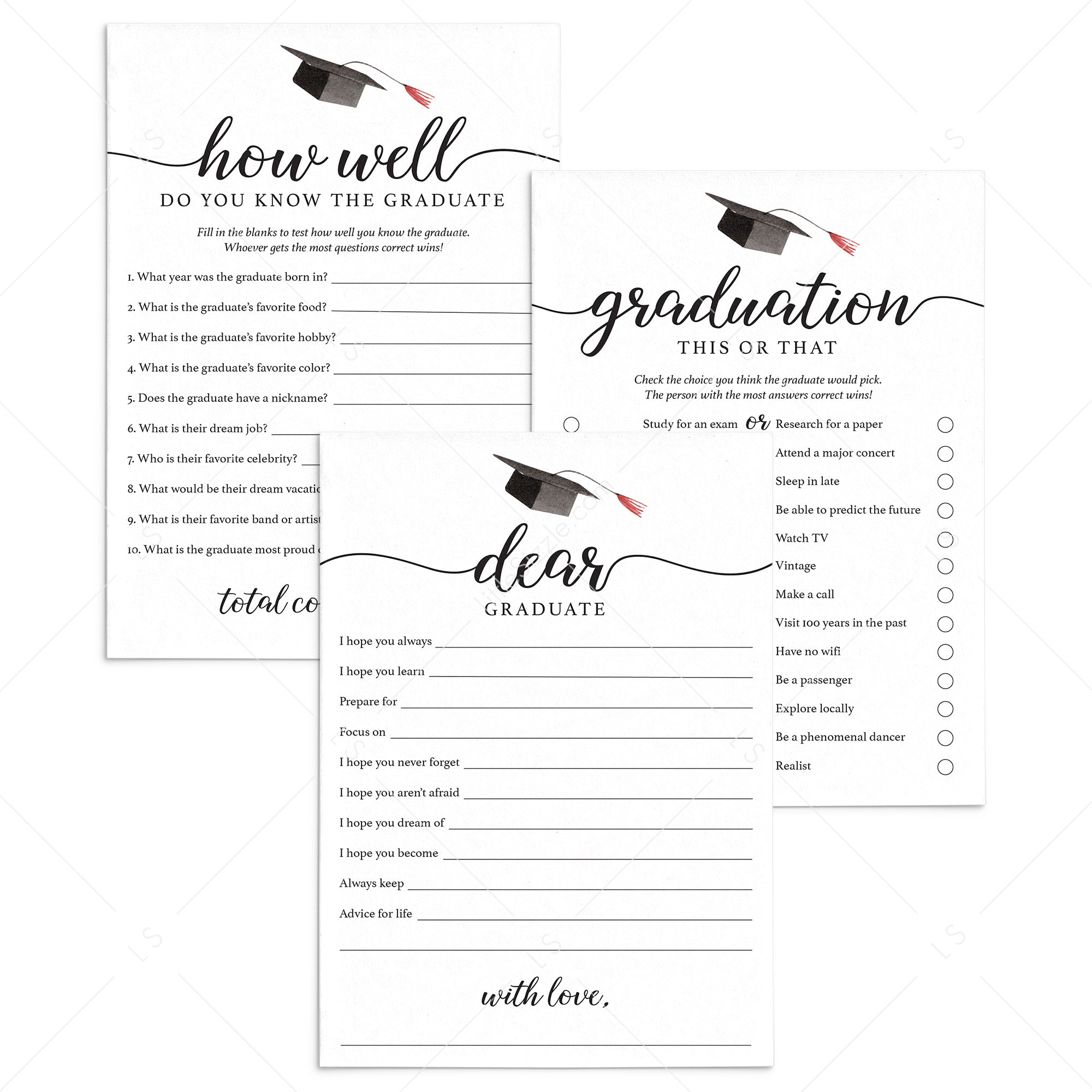 Graduation Games for Her Printable by LittleSizzle