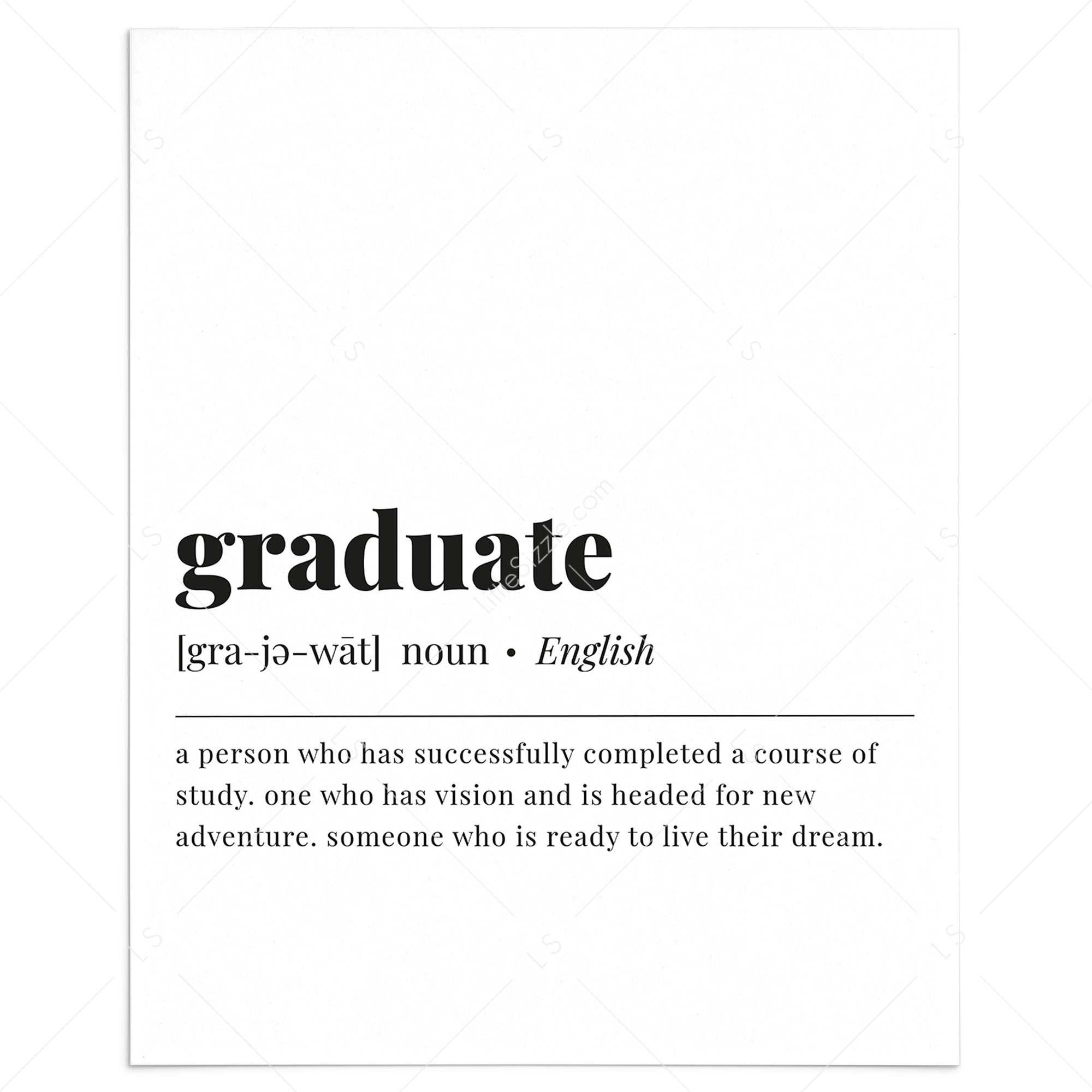 Graduate Definition Print Digital Download by LittleSizzle