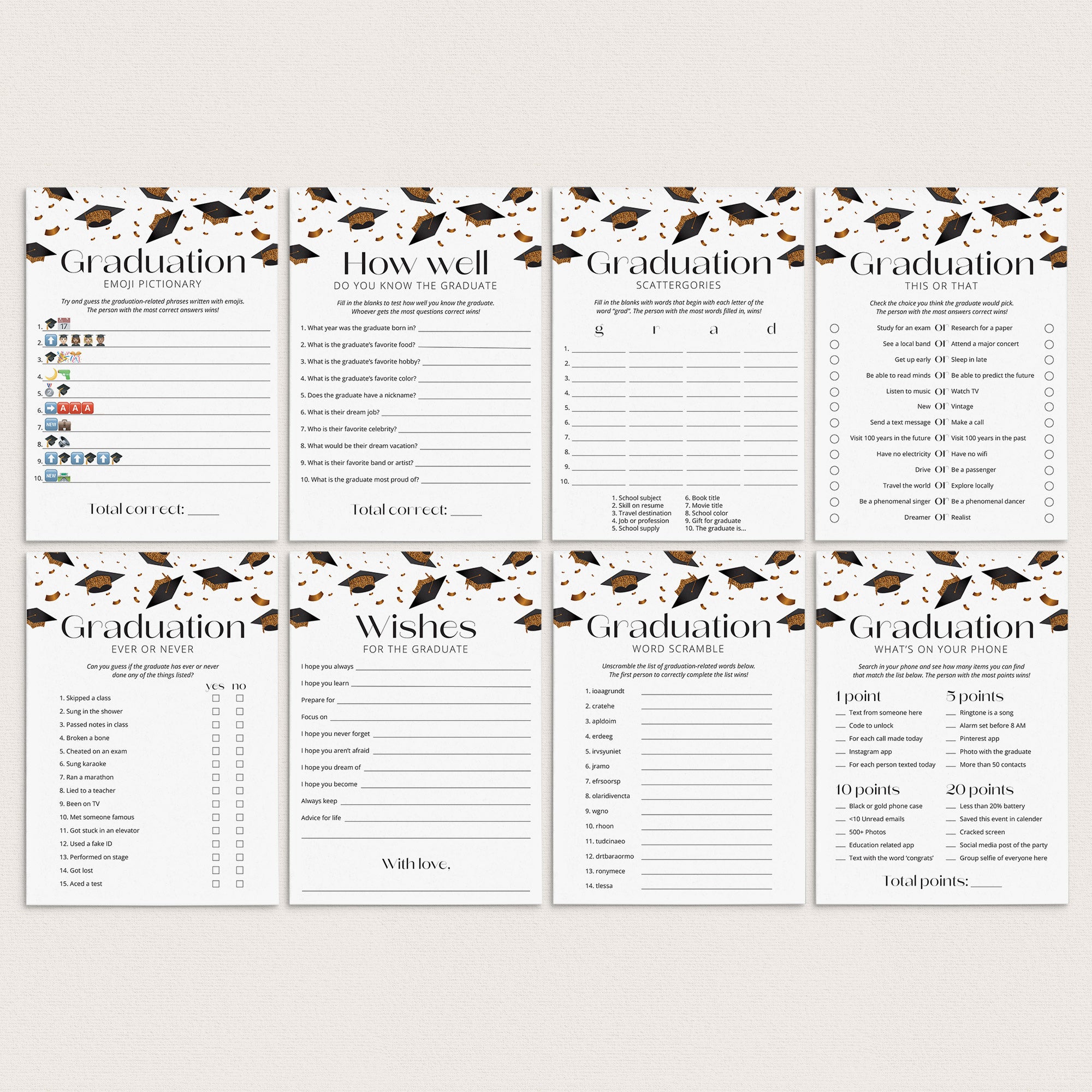 8 Graduation Party Games Printable by LittleSizzle