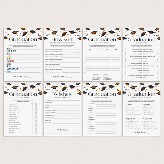 8 Graduation Party Games Printable by LittleSizzle