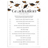 Black and Gold Graduation Party Game This or That by LittleSizzle