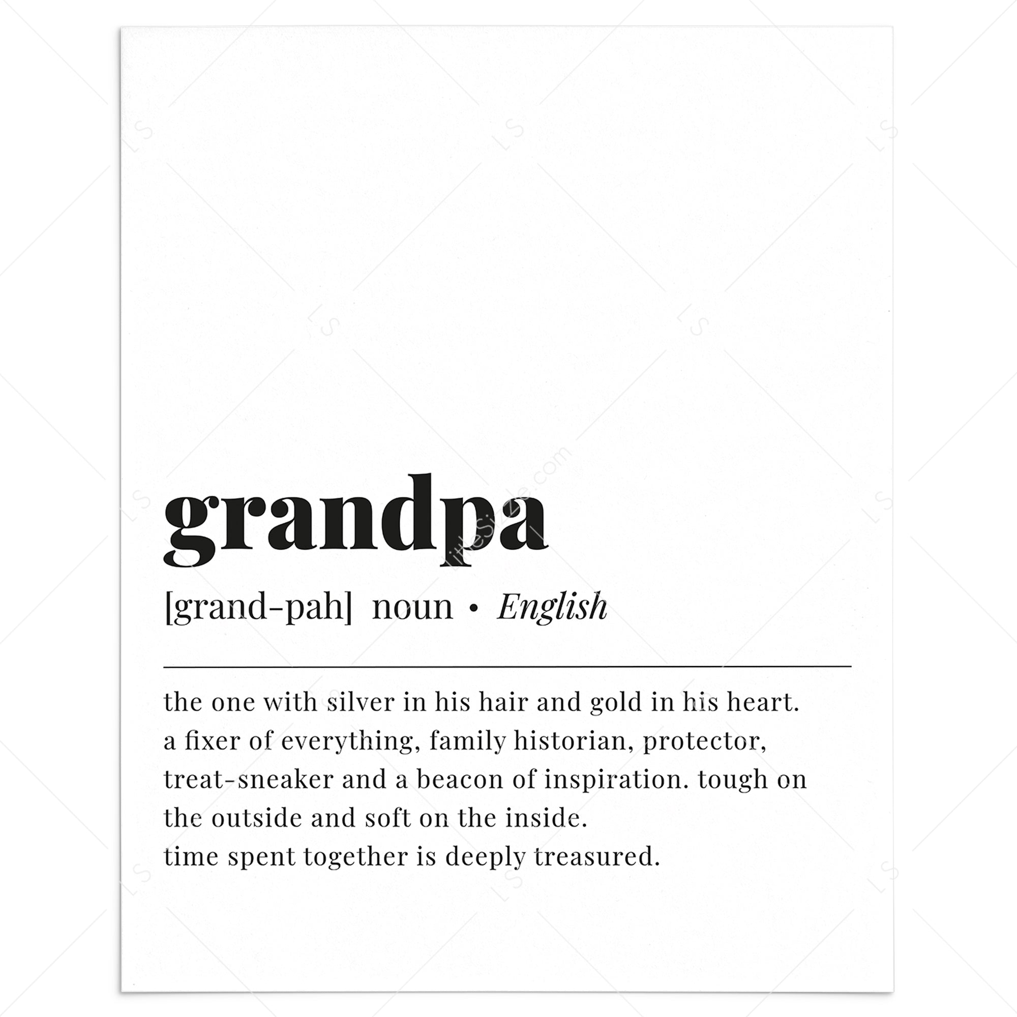 Grandpa Definition Printable by LittleSizzle