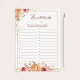 Watercolor Floral Pumpkin Gratitude List Printable by LittleSizzle