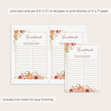 Watercolor Floral Pumpkin Gratitude List Printable