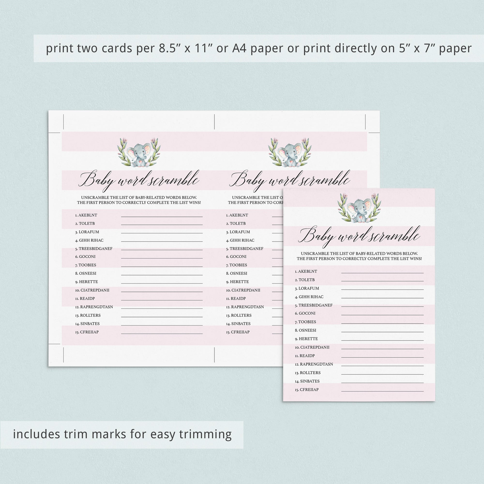 Baby shower game download for girls by LittleSizzle