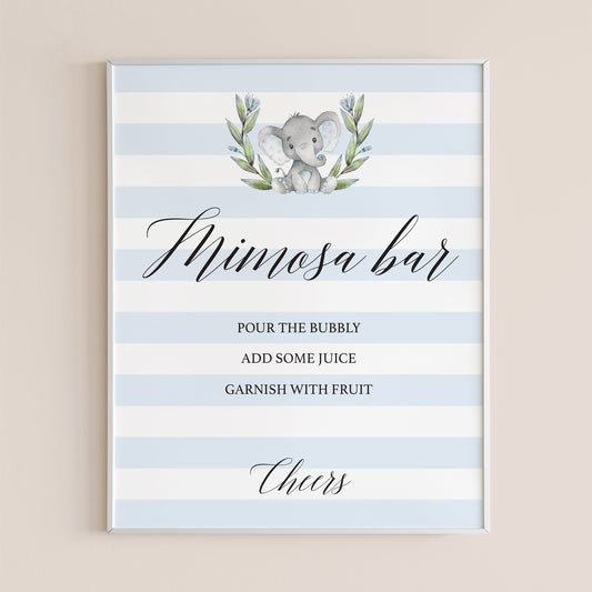 Elephant themed baby shower printable mimosa bar sign by LittleSizzle