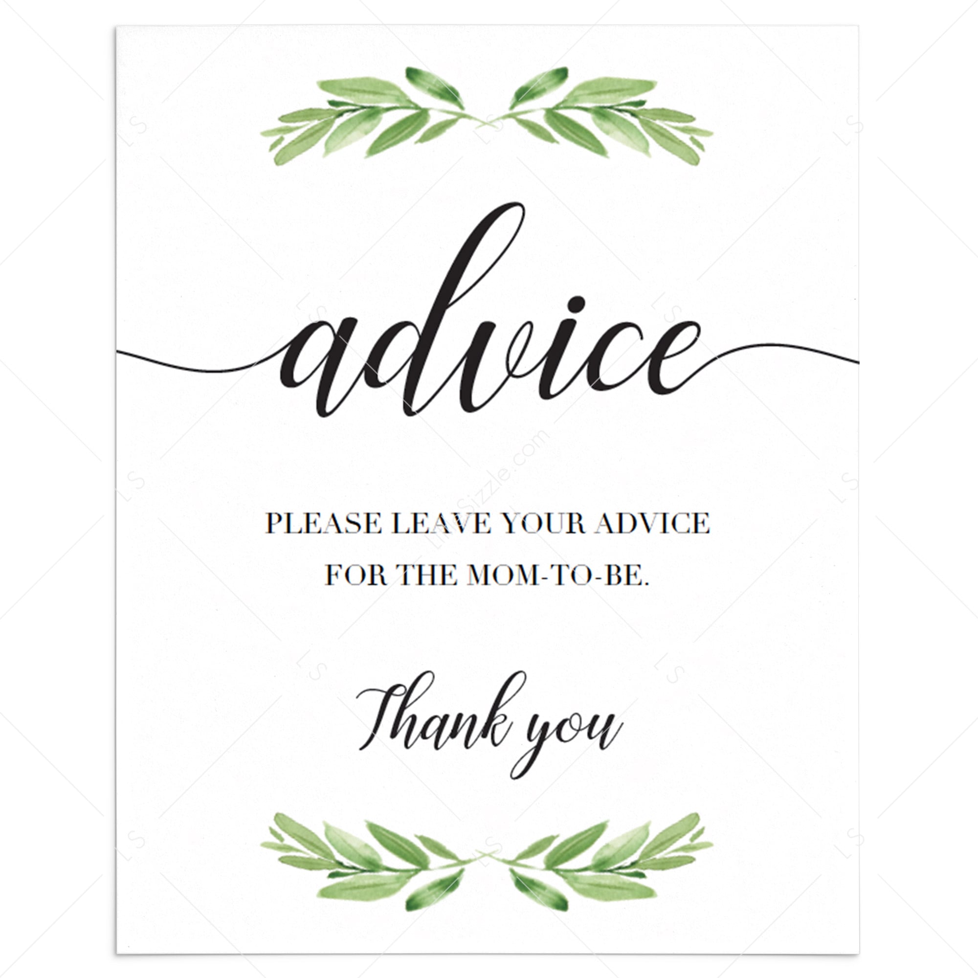 Boho baby shower advice sign printable by LittleSizzle