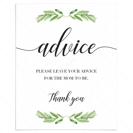 Boho baby shower advice sign printable by LittleSizzle
