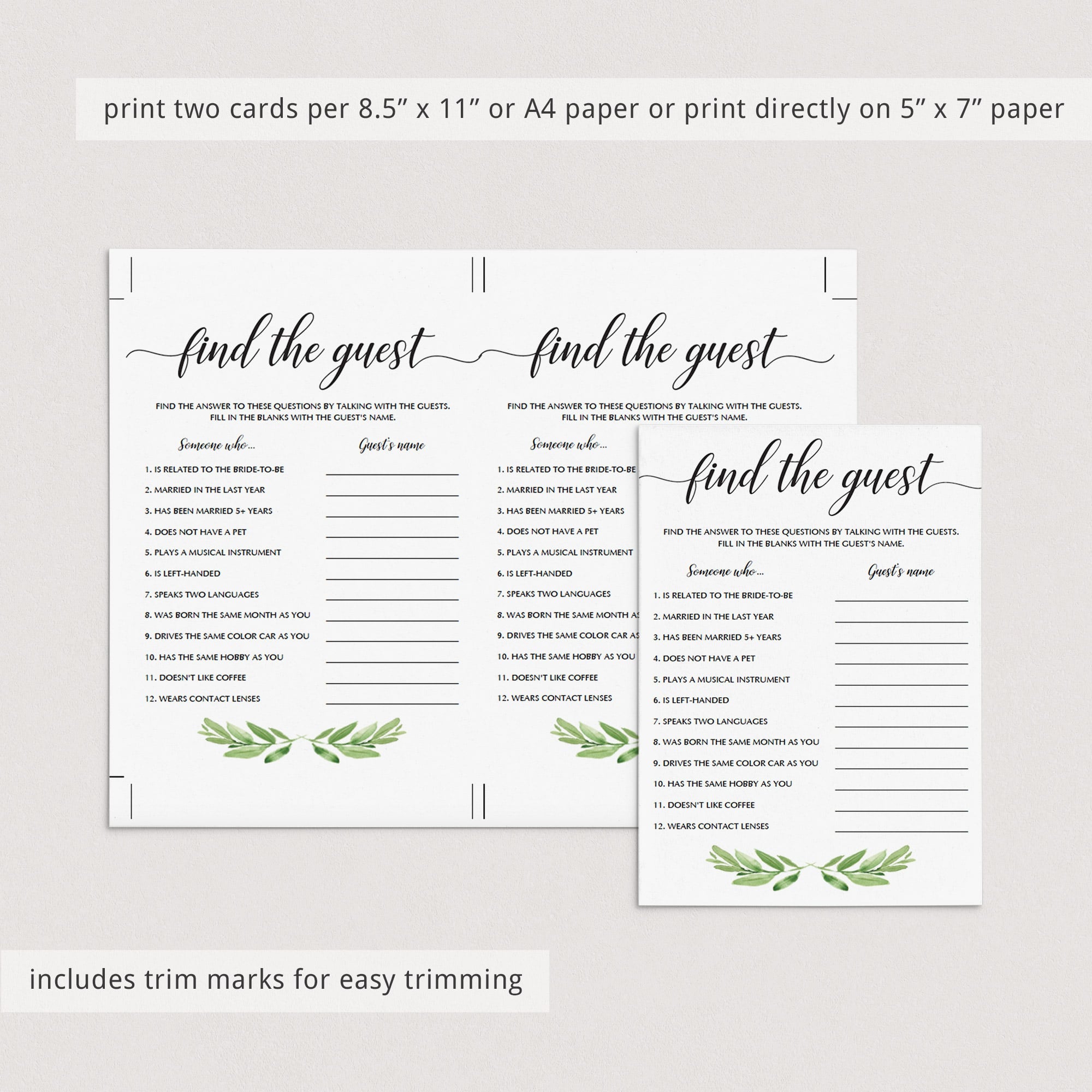 unique bridal shower games printables