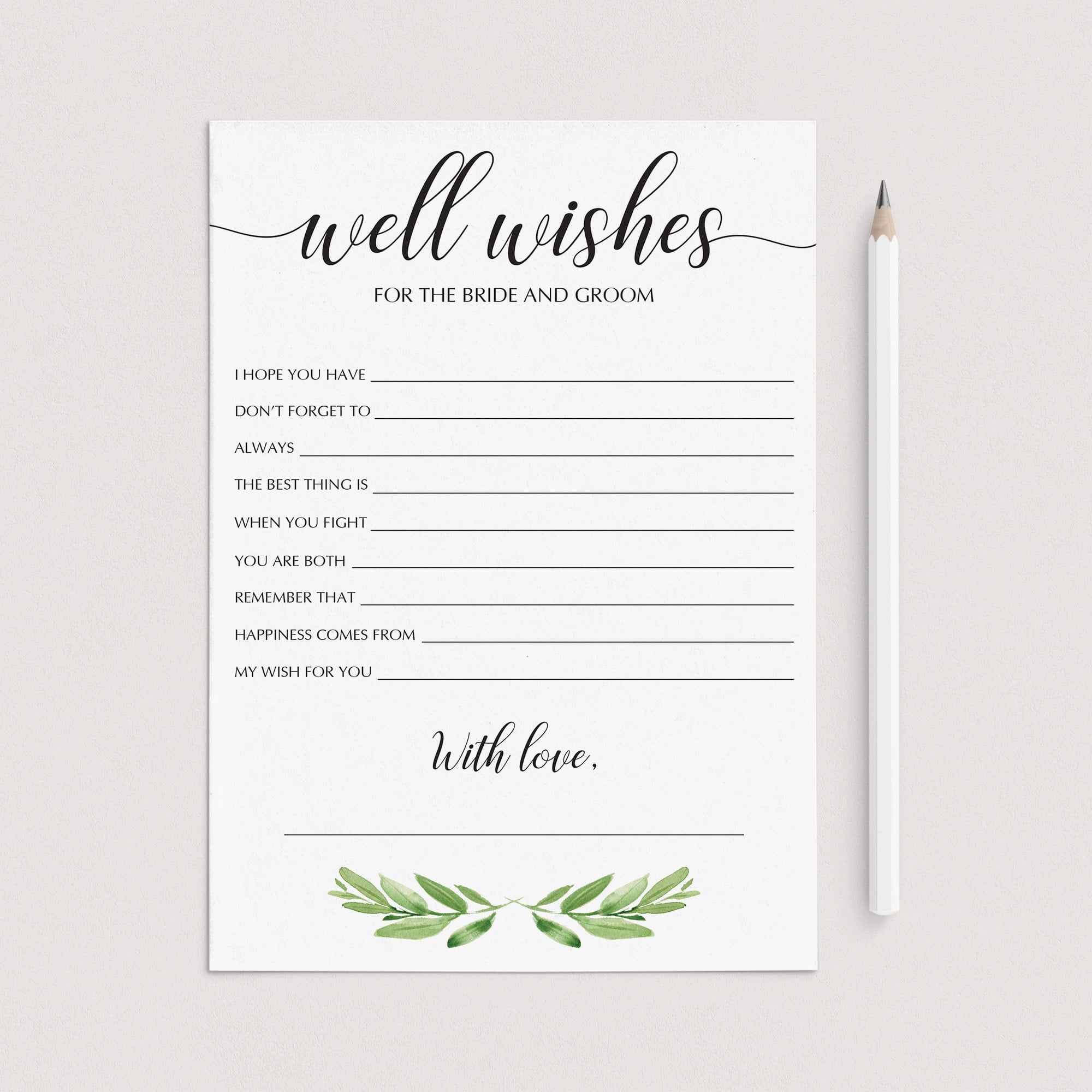 greenery bridal shower keepsakes for bride and groom