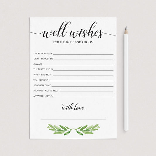 greenery bridal shower keepsakes for bride and groom